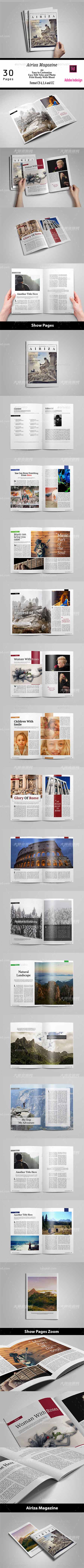 Airiza Magazine,indesign模板－地域风情杂志(30页/通用型)